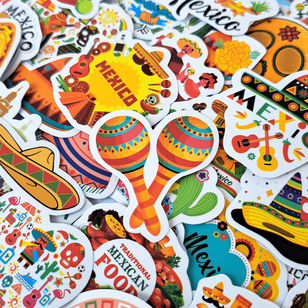 50 PCS Mexican Culture Sticker Pack Mexican Traditional Stickers Mexican Food Mexican Festival Mara 2