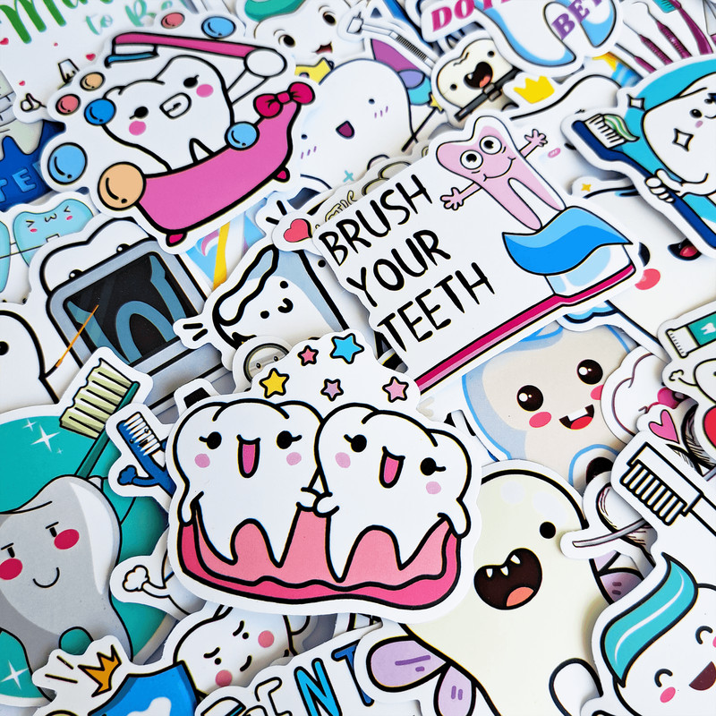 50 PCS Dental Hygiene Sticker Pack Dentist Stickers Dental Hygienist Tooth Fairy Stickers Dental Nu 1