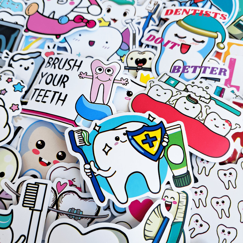 50 PCS Dental Hygiene Sticker Pack Dentist Stickers Dental Hygienist Tooth Fairy Stickers Dental Nu 2