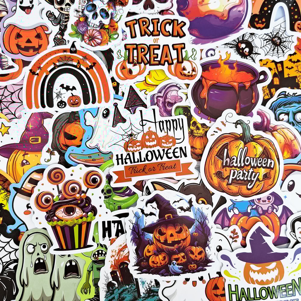 50 PCS Halloween Party Sticker Pack Scrapbook Halloween Stickers Halloween Pumpkin Trick Or Treat C 0