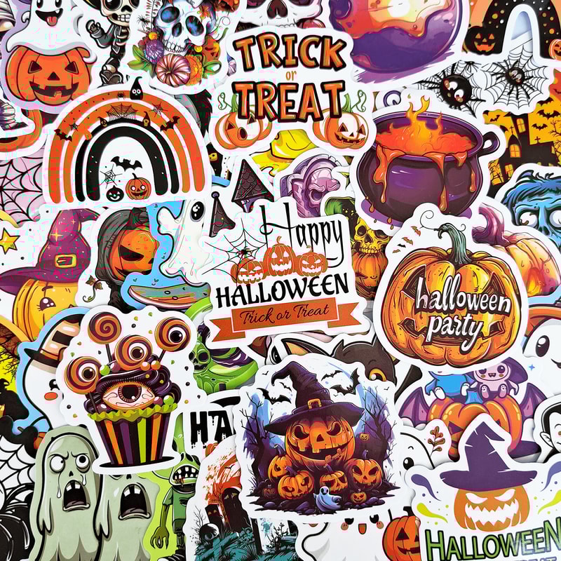 50 PCS Halloween Party Sticker Pack Scrapbook Halloween Stickers Halloween Pumpkin Trick Or Treat C 0