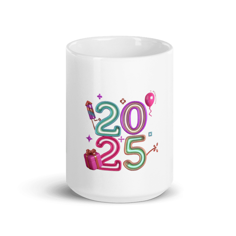 New Year 2025 White Glossy Mug New Year Gift 2