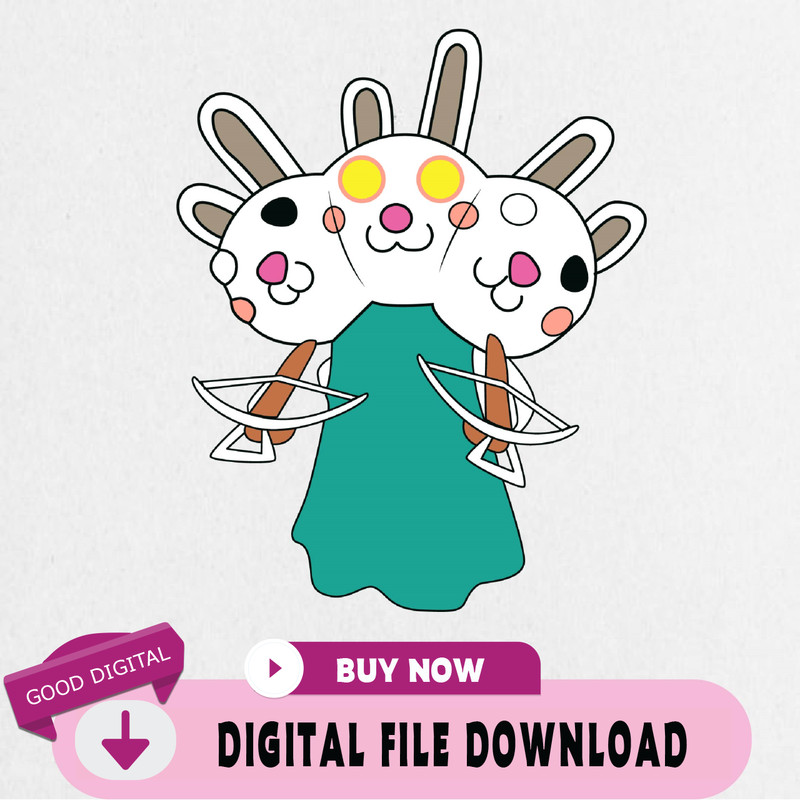 3 Headed Bunny Svg, Piggy Svg, Piggy Roblox Svg, Piggy With Baseball Svg, Piggy Horror Roblox Svg.jpg