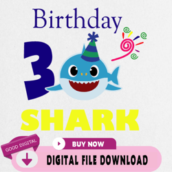 3rd birthday shark svg, shark birthday svg, shark doo doo svg, shark kids svg, first birthday s,birthday, happy birthday