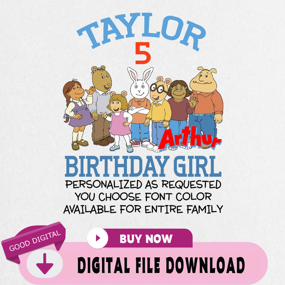 Arthur Read Birthday Svg, Personalized Svg, Custom Tee Bday Party Supplies Personalised Svg.jpg