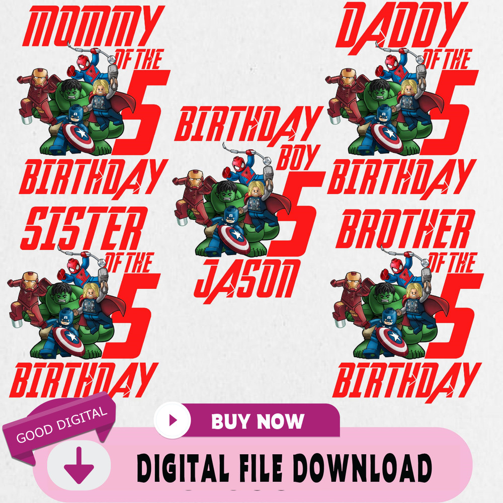 Avengers Birthday Png, Custom Family Matching Png, Kids Party Png, Personalized Name and Age Png.jpg