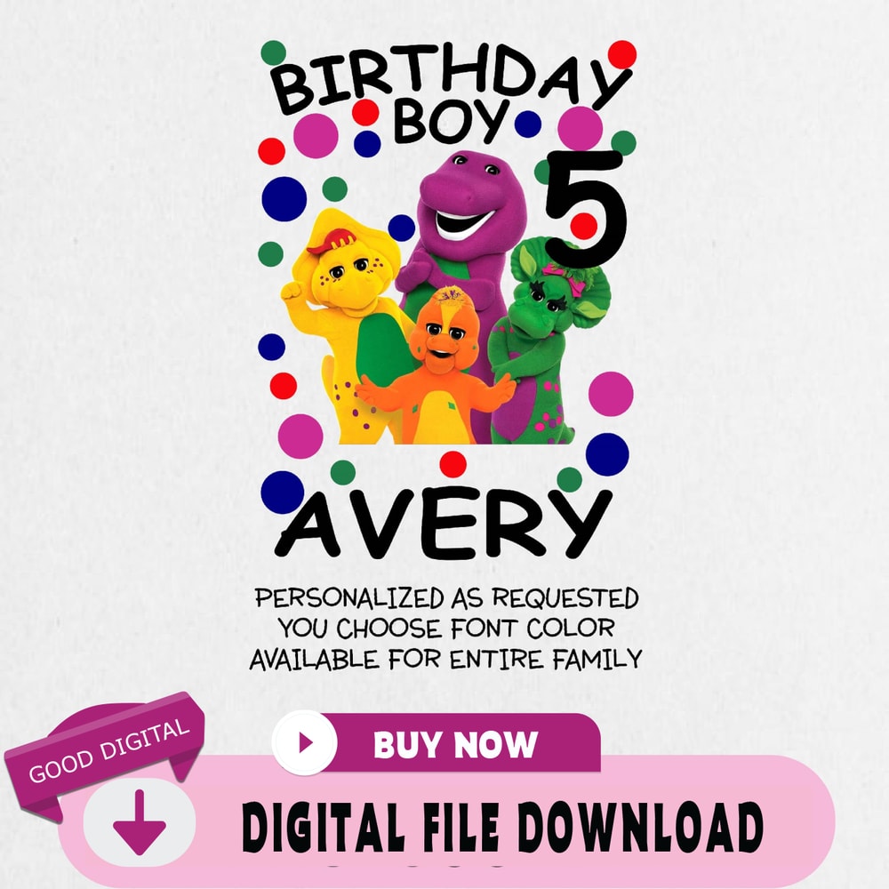 Barney & Friends Birthday Png Personalized Png Custom Bday Party Supplies Personalised Png.jpg