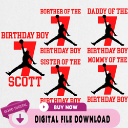 basketball air jordan birthday png, custom family matching png, kids party png, personalized na,birthday, happy birthday