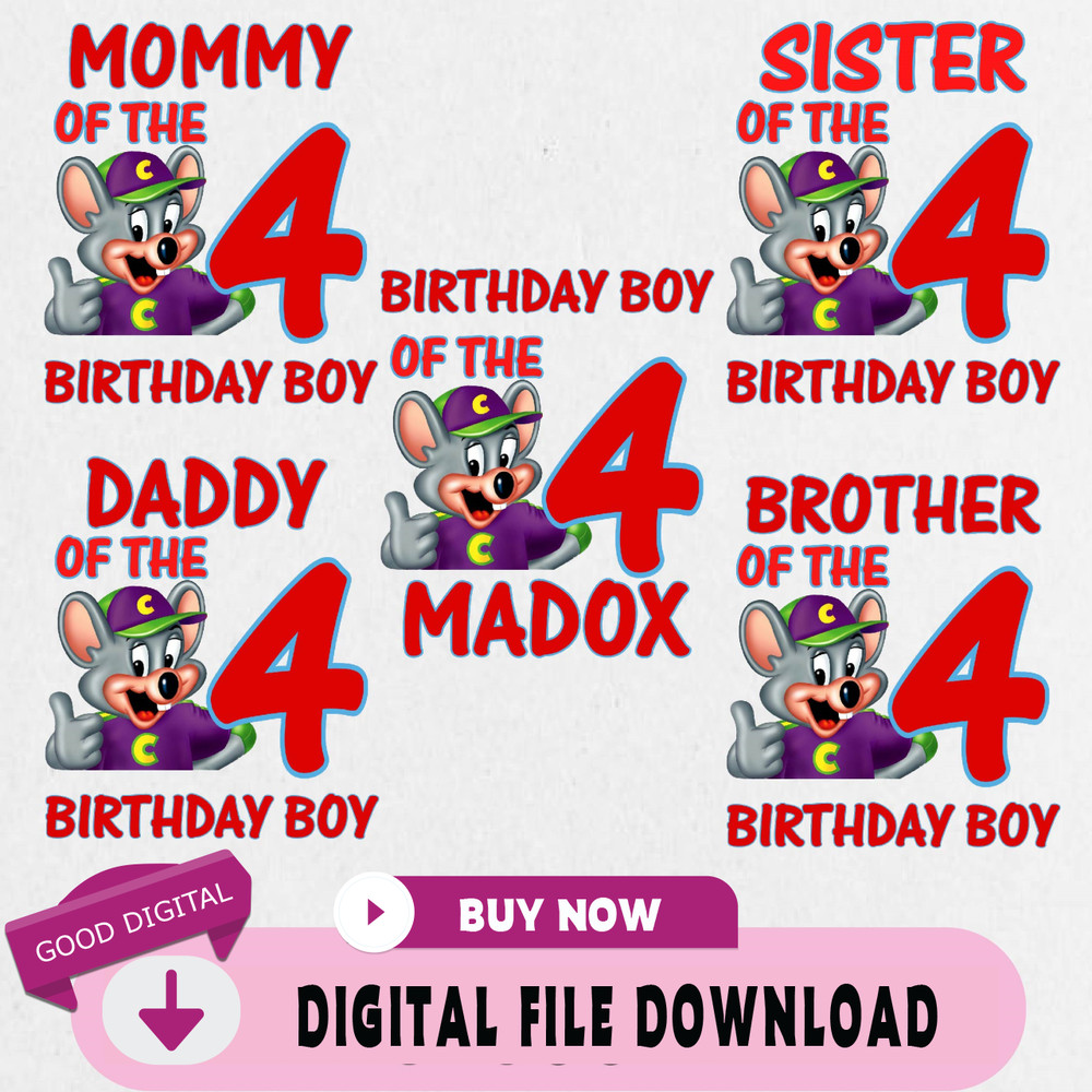Chucky Cheese Birthday Png, Custom Family Matching Png, Kids Party Png, Personalized Name and Age Png.jpg
