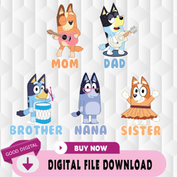 custom bluey family birthday svg, bluey characters kids party svg, personalized family birthday,birthday, happy birthday