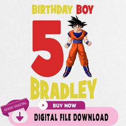 dragon ball z birthday png, custom family matching png, kids party png, personalized name and a,birthday, happy birthday