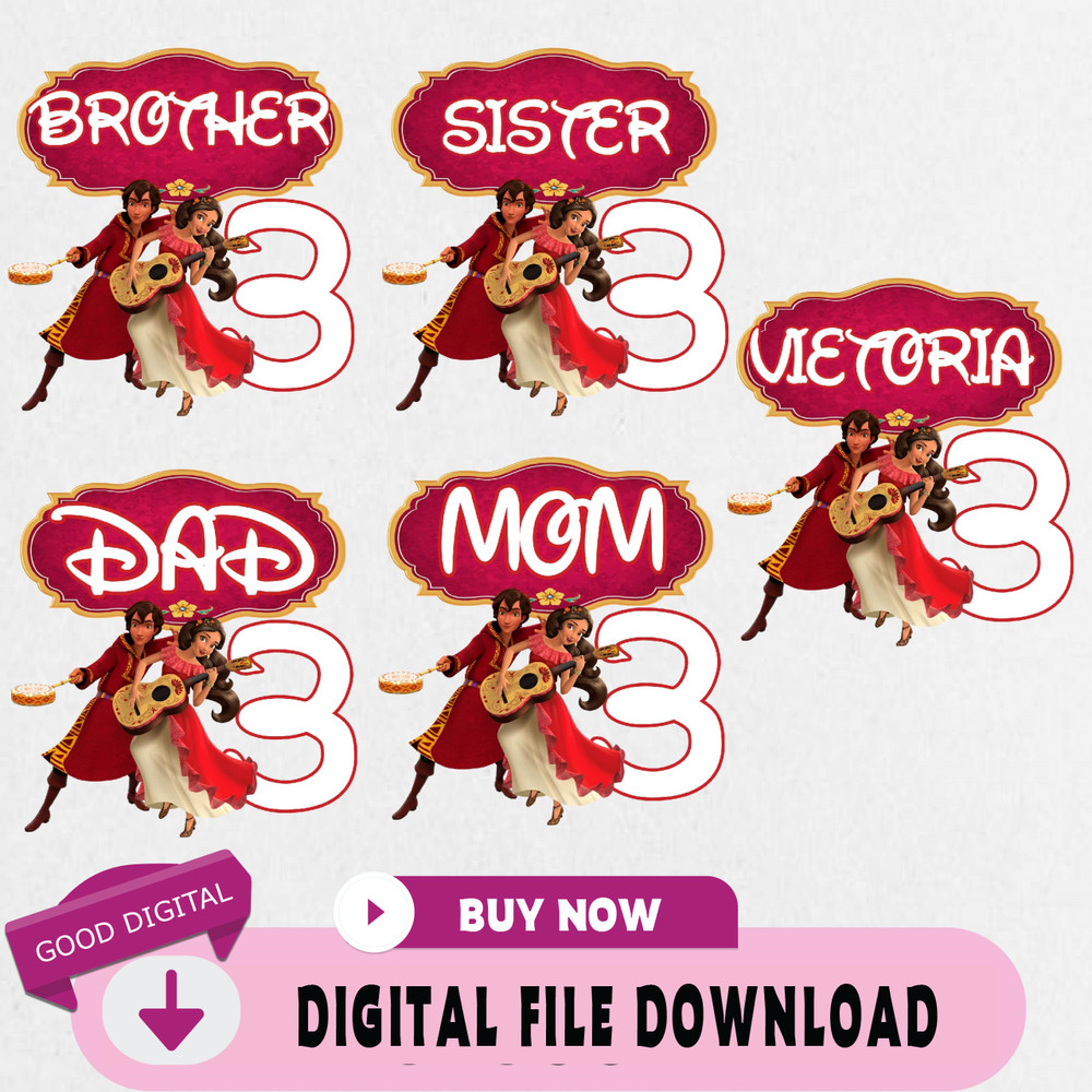 Elena of Avalor Birthday Png, Custom Family Matching Png, Kids Party Png, Personalized Name and Age Png.jpg