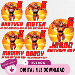 flash birthday png, custom family matching png, kids party png, personalized name and age png,birthday, happy birthday