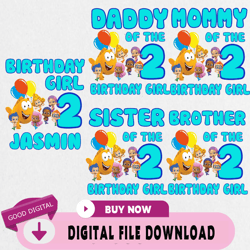 friends bubble guppies birthday png, custom family matching png, kids party png, personalized n,birthday, happy birthday