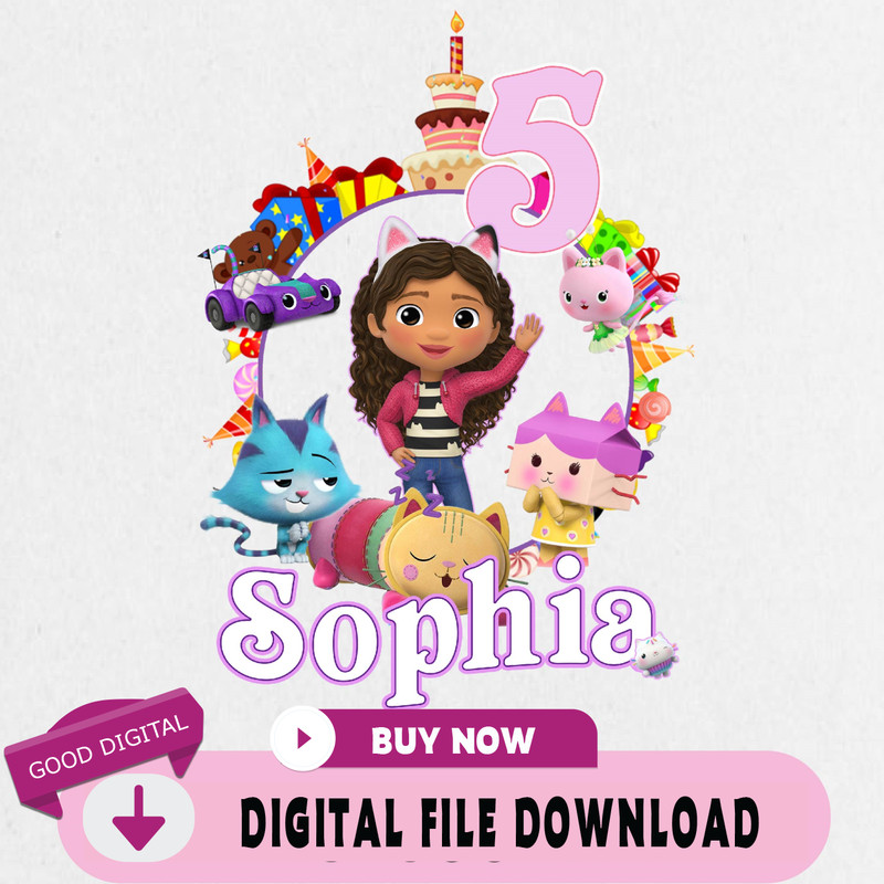 Personalized Png kids, Gift Birthday Png, Dollhouse Inspired Birthday Png, Gabbys Theme Party Png, Family Png Custom.jpg