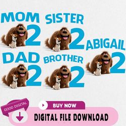 secret life of pets birthday png, custom family matching png, kids party png, personalized name,birthday, happy birthday
