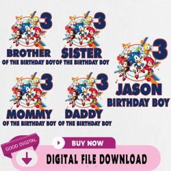 sonic birthday png, custom family matching png, kids party png, personalized name and age png 2,birthday, happy birthday