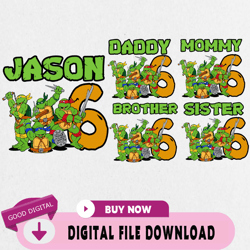 teenage mutant ninja turtles birthday svg, custom family matching svg, kids party svg, personal,birthday, happy birthday