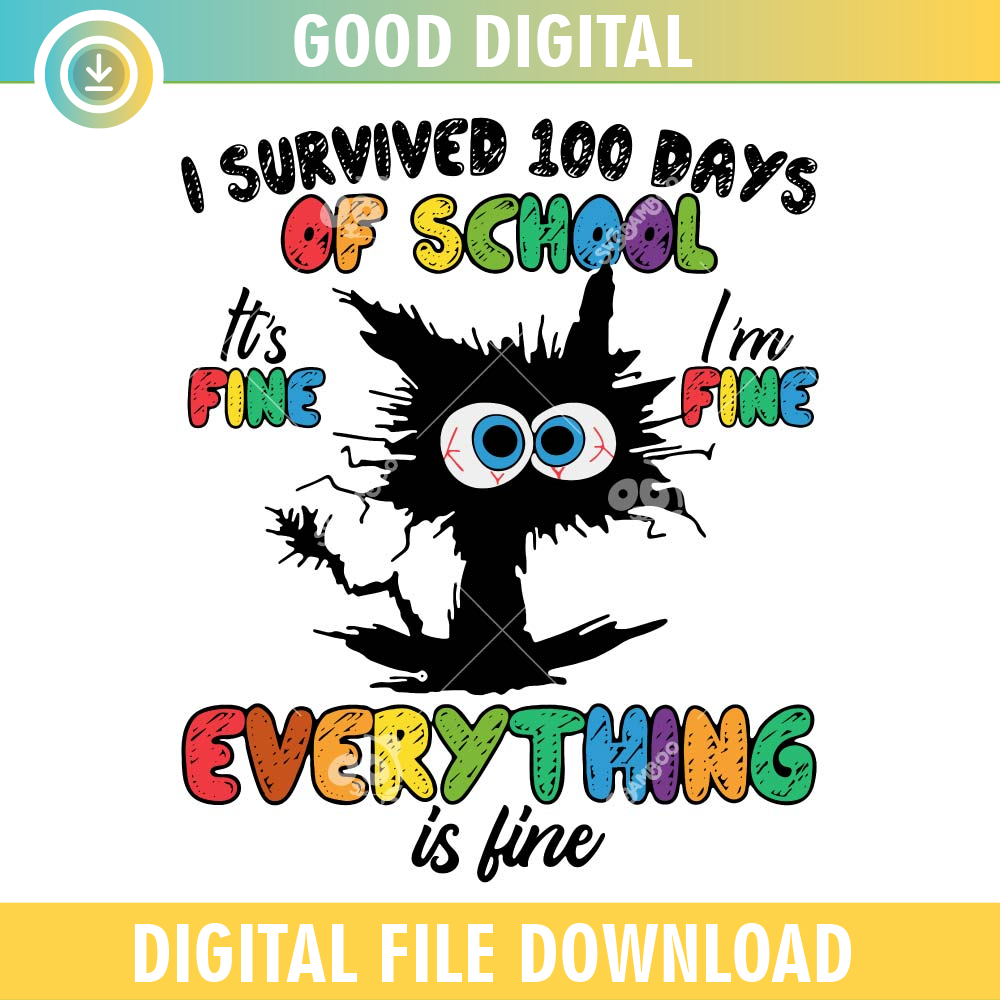 100 Days Of School It's Fine Im Fine Everything Is Fine SVG PNG.jpg