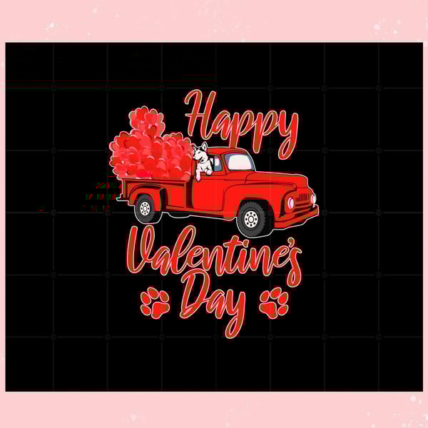 Valentine's Day Heart Balloons Dog Pickup Truck Svg Cutting Files.jpg
