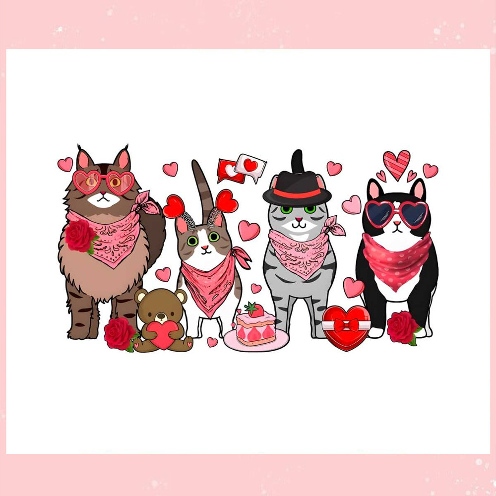 Cute Cats Family Valentines Day PNG.jpg