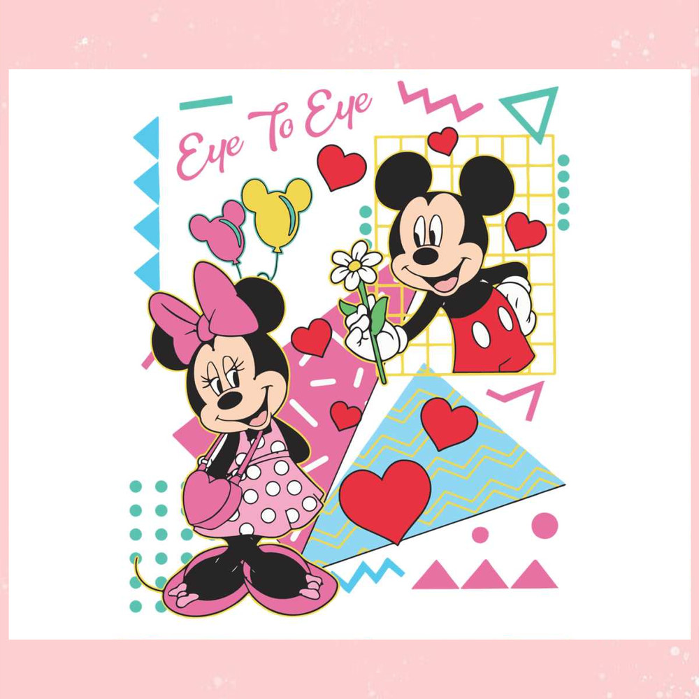 Cute Mickey And Minnie Eye To Eye Valentine SVG.jpg