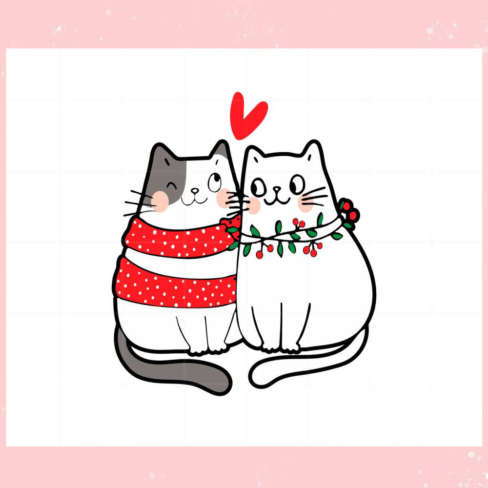 Cute Valentine Cats Cat Couple SVG Graphic Designs Files.jpg