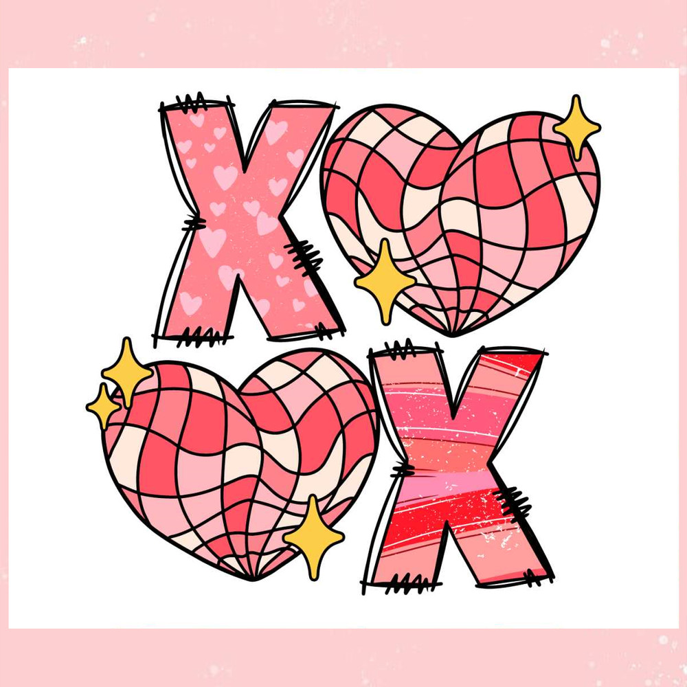 XOXO Pink Heart Valentine SVG.jpg