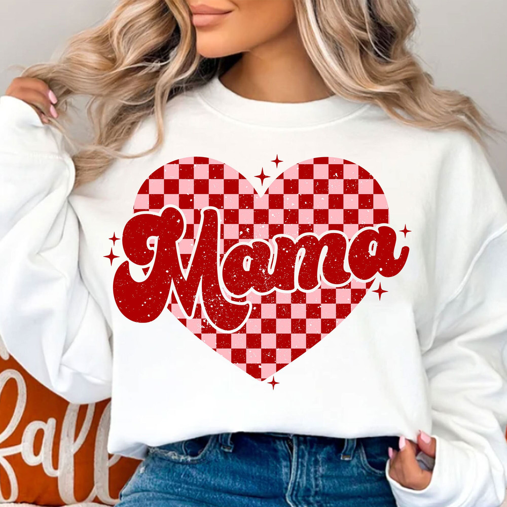Mama Checkered Heart PNG, Valentines Day Png, Mama Png, Mama Valentine, Retro Valentine Png, Valentine Shirt, Valentines Sublimation Design.jpg