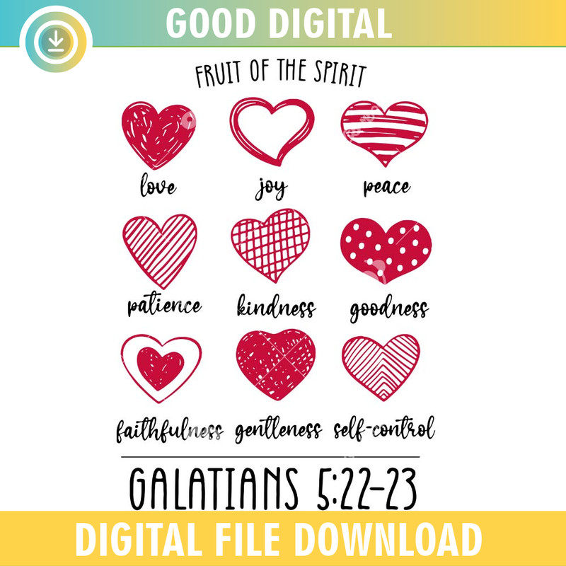 Fruit Of The Spirit Heart SVG PNG, Valentine Heart Galatians.jpg