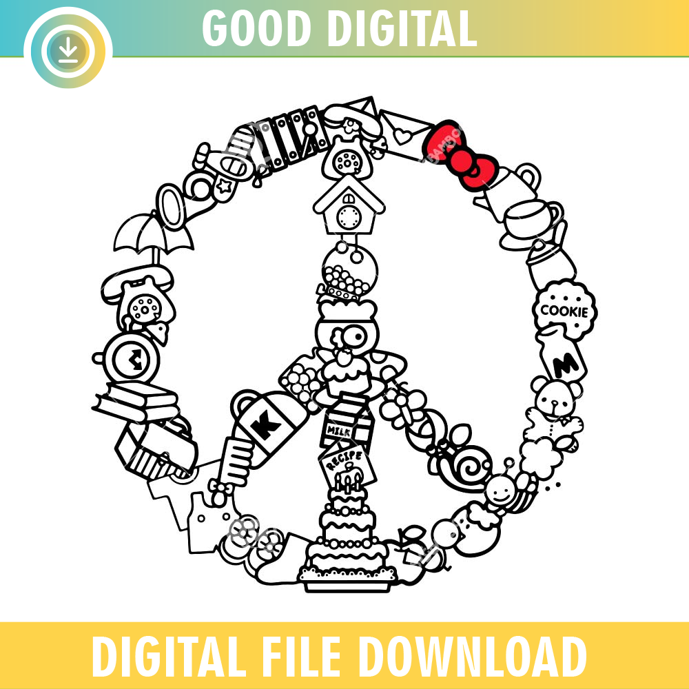 Hello Kitty Peace Sign SVG PNG, Sanrio Kitty icons SVG.jpg