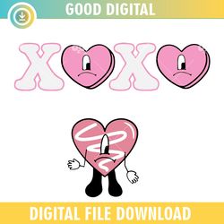 sad heart bad bunny xoxo svg png,valentine day svg,valentine day 2024, happy valentine,couple