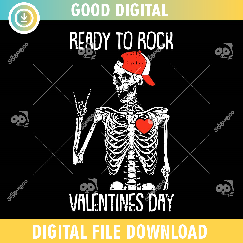 Skeleton Ready To Rock Valentines Day SVG PNG.jpg