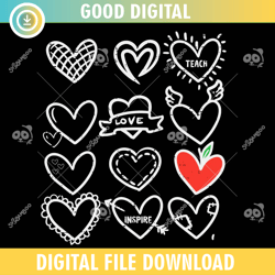 valentines day hearts teach love inspire svg png,valentine day svg,valentine day 2024, happy valentine,couple