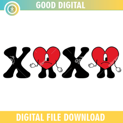 xoxo bad bunny svg png,valentine day svg,valentine day 2024, happy valentine,couple