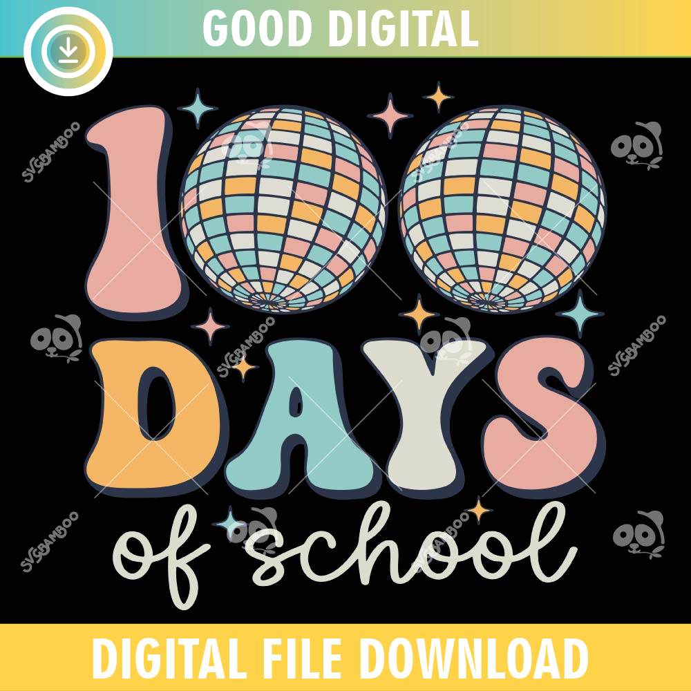 Groovy 100 Days Of School SVG PNG.jpg
