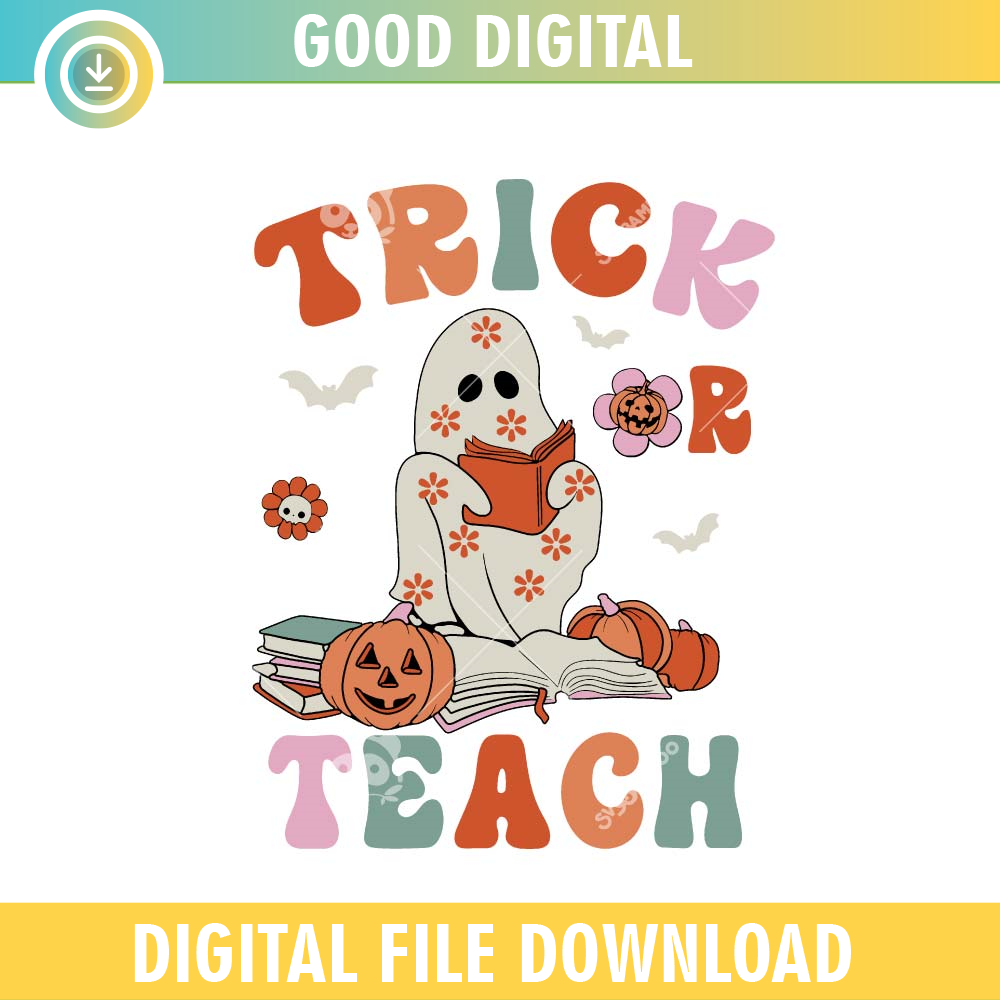 Groovy Halloween Trick Or Teach SVG PNG.jpg