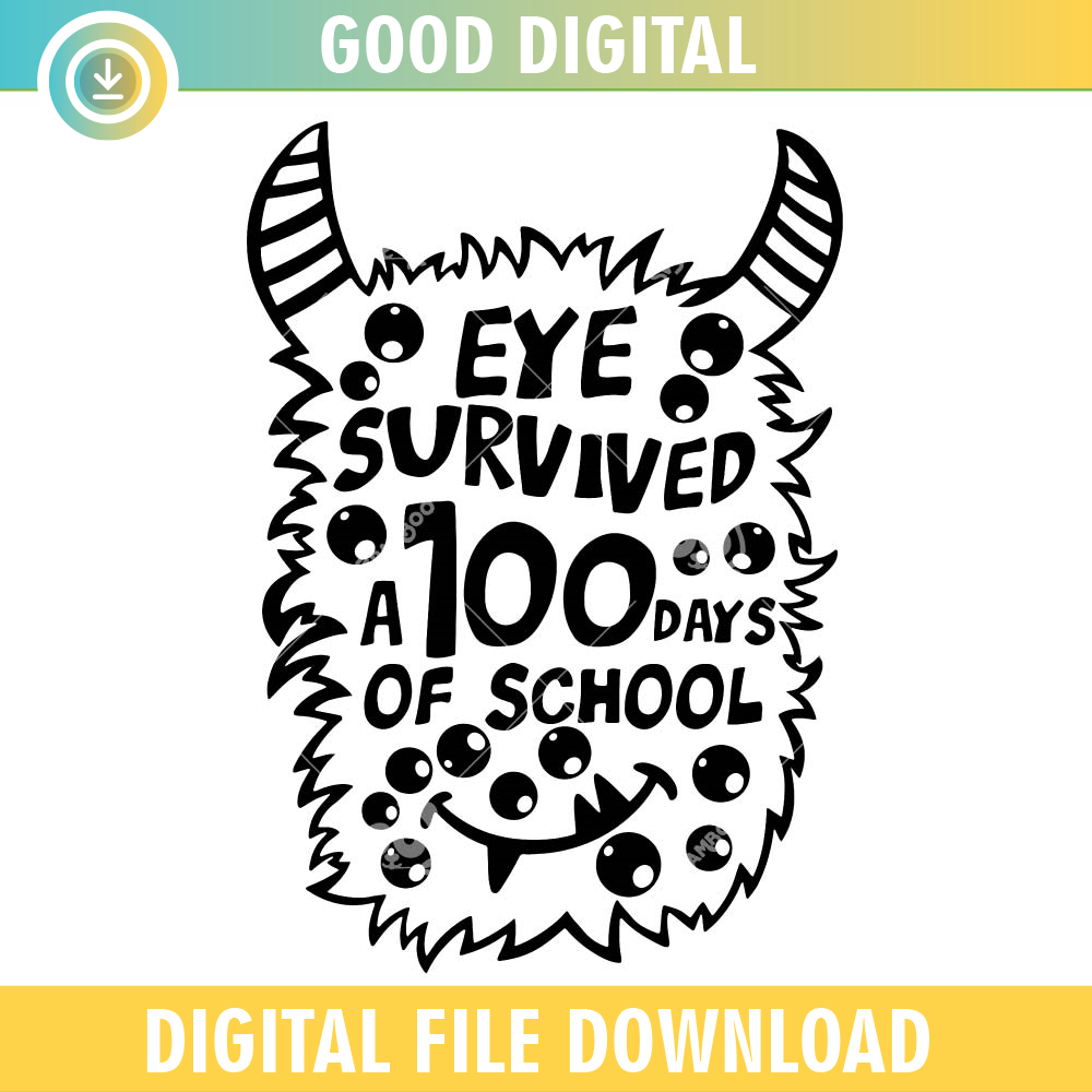 I Survived a 100 Days of School Black SVG.jpg