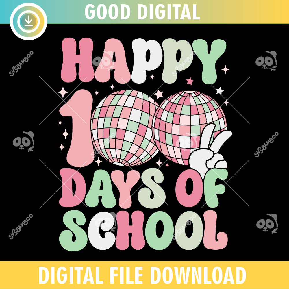 Retro 100 Days Of School Disco SVG PNG.jpg