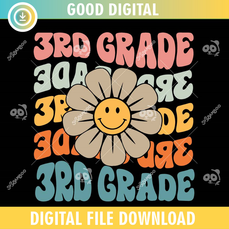 Retro 3rd Grade Daisy Colorful SVG PNG.jpg