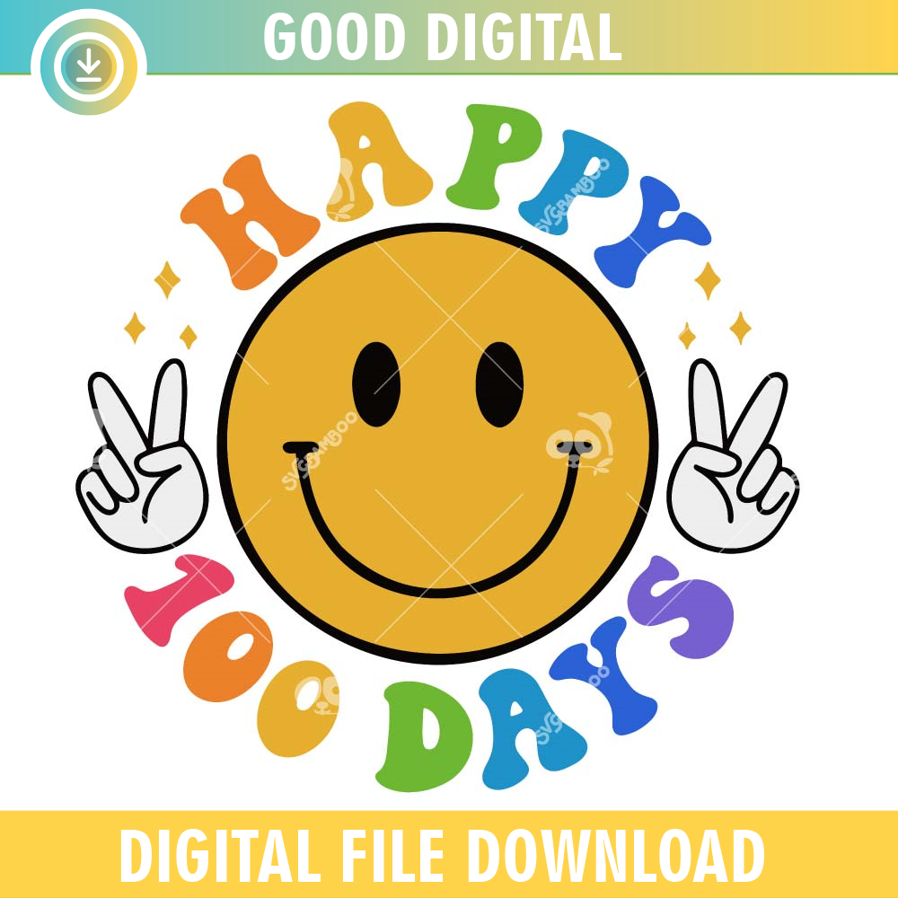 Smiling Happy 100 Days SVG PNG.jpg