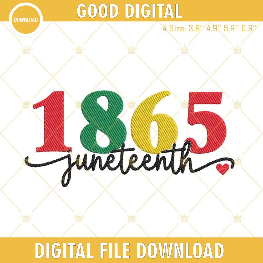 1865 Juneteenth Machine Embroidery Design, Black History Embroidery Files.jpg