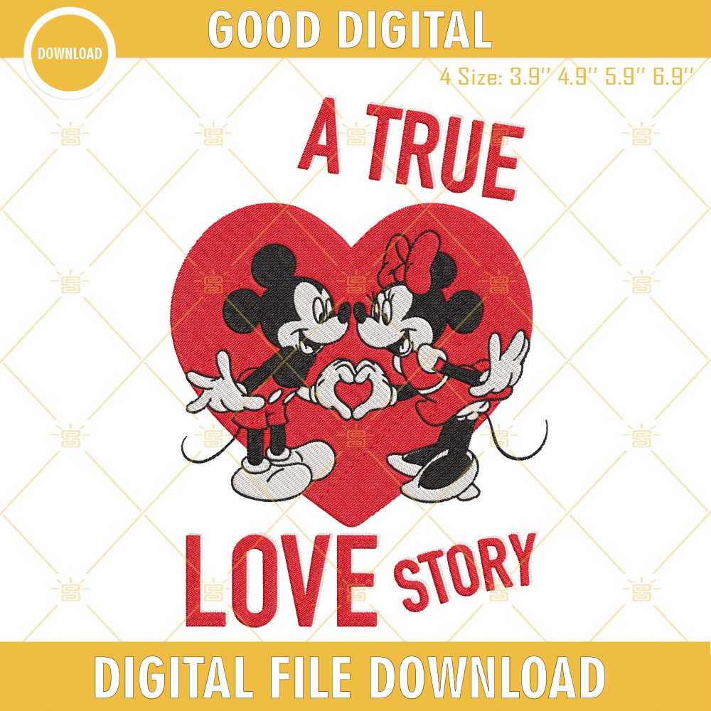 A True Love Story Embroidery File, Mickey And Minnie Mouse Love Valentine Embroidery Designs.jpg