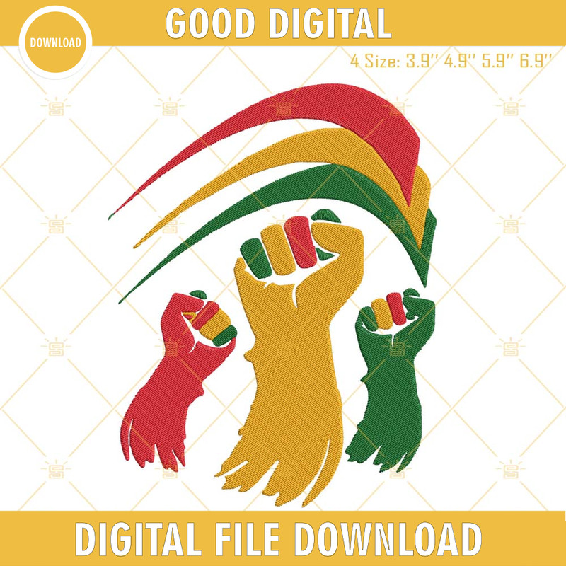 Africa Black Power Fist Embroidery File, Black History Embroidery Design.jpg