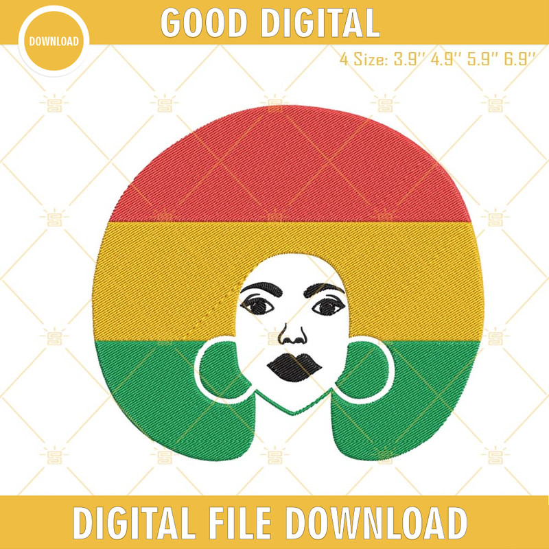 African Woman Head Embroidery Design, Black History Machine Embroidery File.jpg