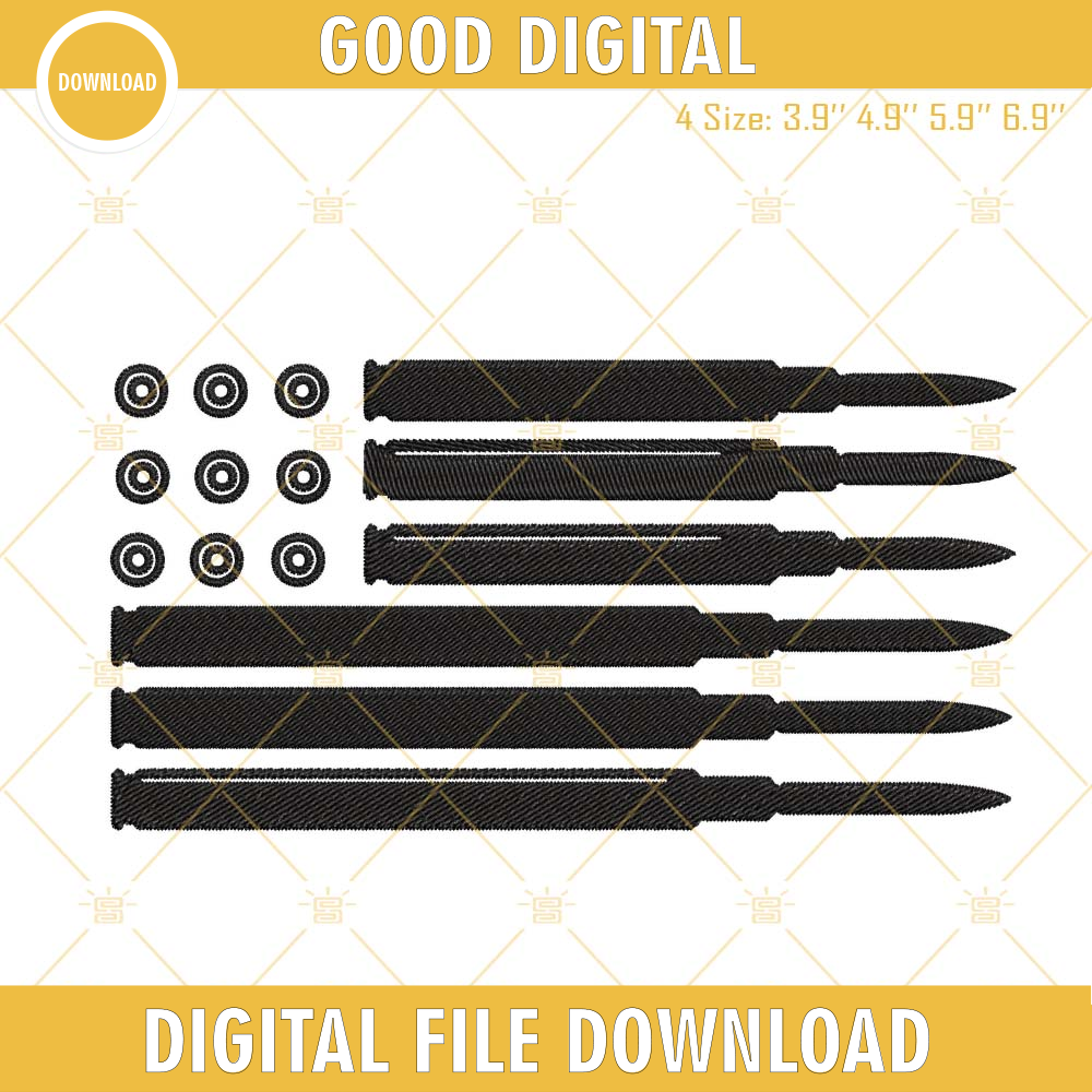 American Flag Bullet Embroidery Design, Patriotic Machine Embroidery Files.jpg
