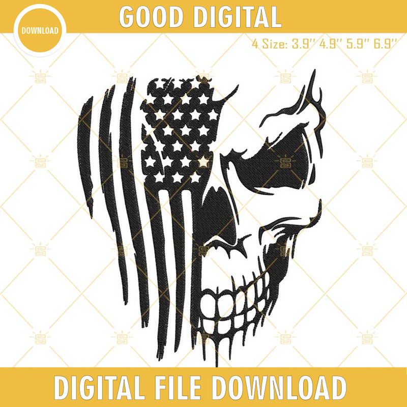 American Flag Skull Embroidery Designs, Patriotic Embroidery Files.jpg