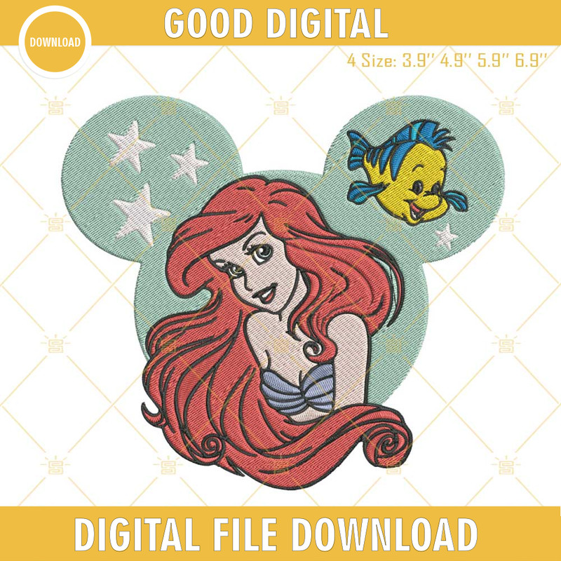 Ariel Disney Princess Embroidery Designs, The Little Mermaid Embroidery Design File.jpg