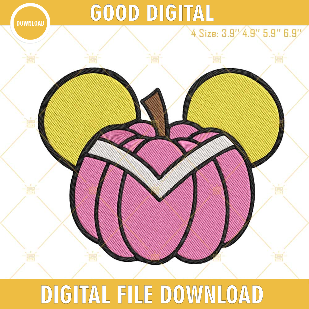 Aurora Princess Pumpkin Mickey Ears Embroidery Design, Sleeping Beauty Halloween Embroidery File.jpg