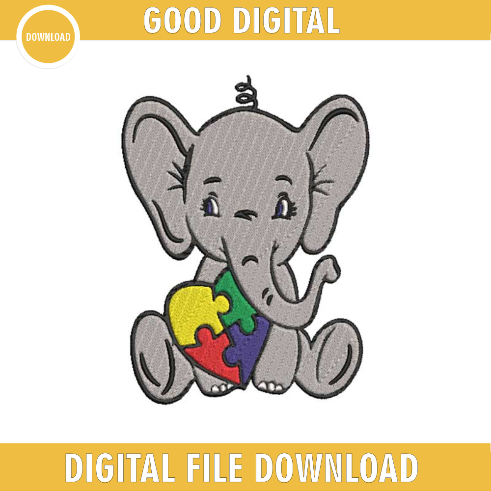 Autism Elephant Embroidery Designs, Autism Embroidery Design File, Autism Elephant Embroidery Files.jpg